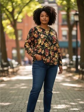 St Michael Floral Button-Up Blouse Size 12